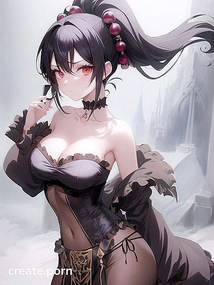 Goth Girl 18+ with Twin-Tails Wears Sheer Outfit and Genie Lamp for Seductive Hentai AI Image
