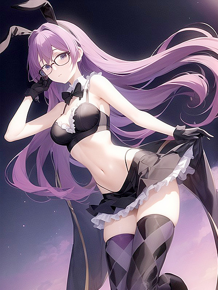 Bunny-Eared Cutie in Mini Skirt Teases in Unreal Hentai AI Image