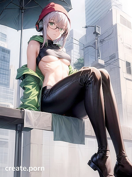 Big-Cocked Guy with Circular Glasses and Green Outfit in High-Quality Hentai AI Image