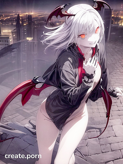 Naked Gray-Skinned Vampire Starts Seductive Hentai AI Image