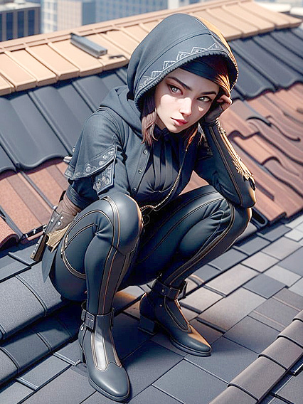 Victorian-Era Assassin Seduces in Loose Clothing for Steamy Hentai AI Image