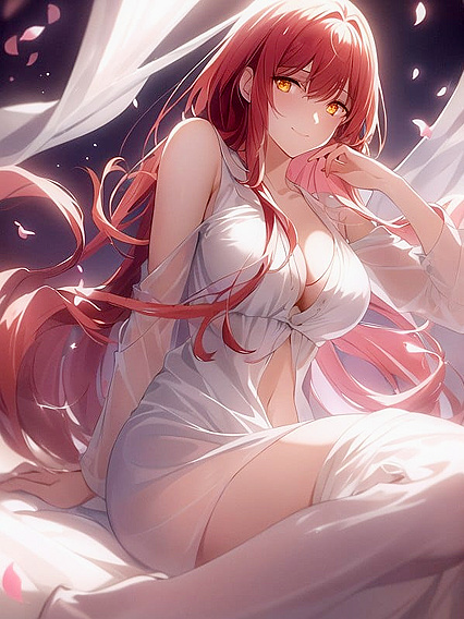 Pink-Haired Beauty in Delicate Transparency Enjoys Passionate Moments Amid Cherry Blossoms Hentai