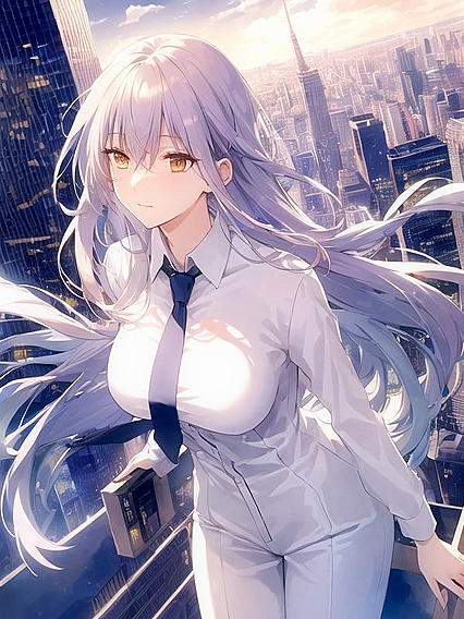 Cityscape Seduction - Wind Toys with Gossamer Fabric Over Her Form in hentai IAImage