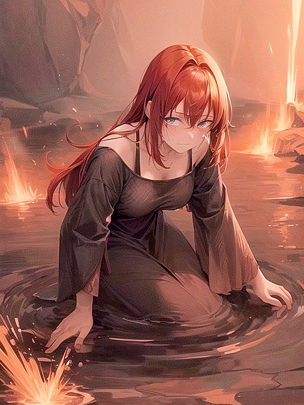 Red Sky and Lava Flow - Intense Smoking Hot Hentai AI Image