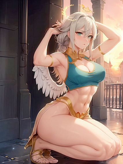 Bangs and Sunglasses on Top, Small Braid BehindEar in Seductive Hentai AI Image