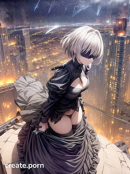 City Consumed by Wilderness - Serious-faced Heroine Amidst Fiery Explosions