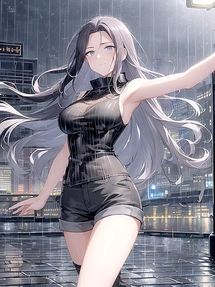 Towering Cityscape With Twinkling Window Lights Sets the Image for High-Res Hentai Pleasure