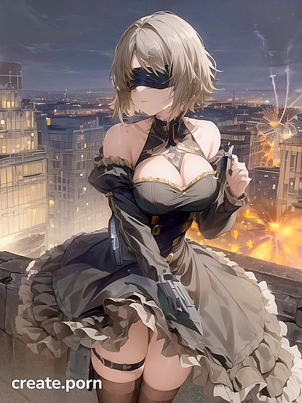 Rooftop Passion Under City Lights - A Dark Hentai Fantasy