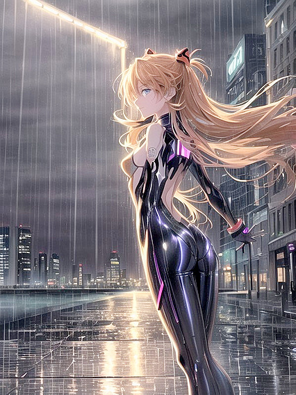 Neon Reflections in Puddles - Ultra Realistic High-Res Hentai Pleasure
