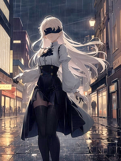 Neon Reflections - Rainy Night Walk Through a Vibrant City in Hyper-Realistic Hentai'action