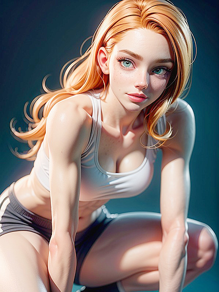 Freckled Athlete in Sports Bra Competes in Olympic Hentai Passion