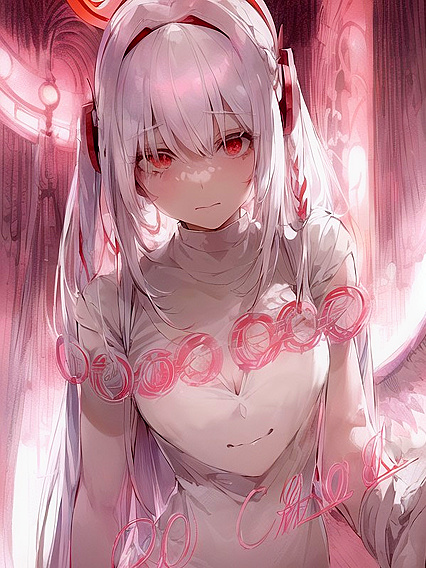 Small Braid and Bangs Tease - Lifting Her Shirt Slowly in Seductive Hentai AI Image