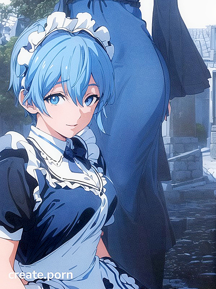 Smiling Through Tears in a Charmingly Vintage Red-Roofed Village Hentai AI Image