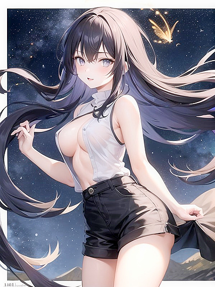 Nude Grace Wanders Luminescent Firefly Field Under Heroic Starry Skies Hentai