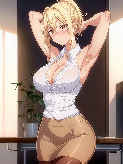 Muscular Teacher Seduces in Charming Pastel Style Hentai AI Image