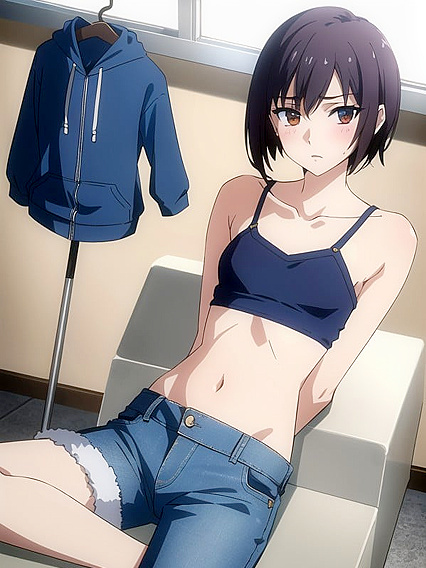 Skinny Girl 18+ Changes in Hoodie at School Lockers for Naughty Hentai Fun