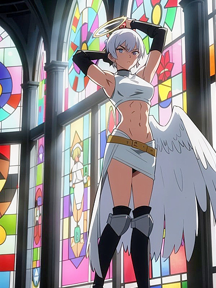 White-Armored Maiden Seduces in Sacred Church Hentai AI Image