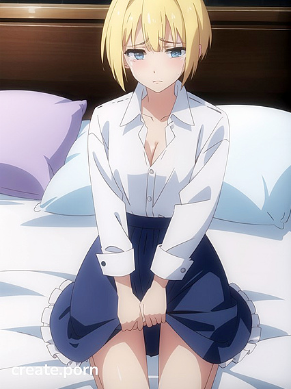 Office Worker Unbuttons Her Shirt for Seductive Hentai Masturbation Image