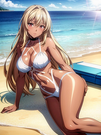 Tan Line Temptations - Beach Adventure with Wallpaper-Themed hentai Pleasures