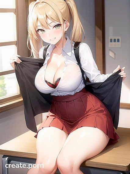 Large-Busted Student in School Uniform Takes Classrooms to New Heights Hentai Style