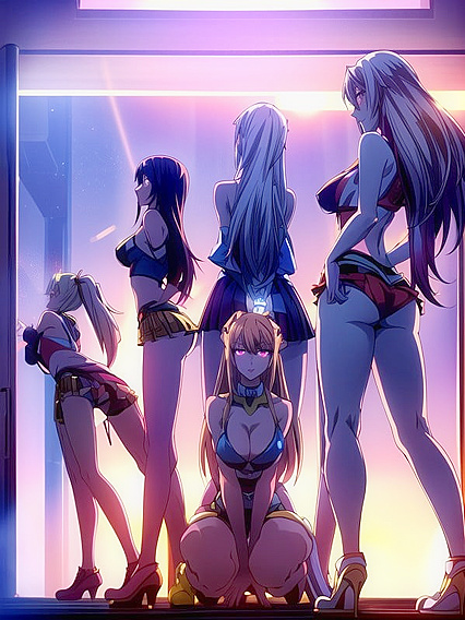 Seductive Big-Busted Beauty with Glowing Eyes in Mesmerizing Hentai AI Image