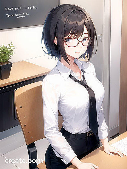 Skinny Girl 18+ with Glasses Finds Happiness in Steamy Hentai AI Image