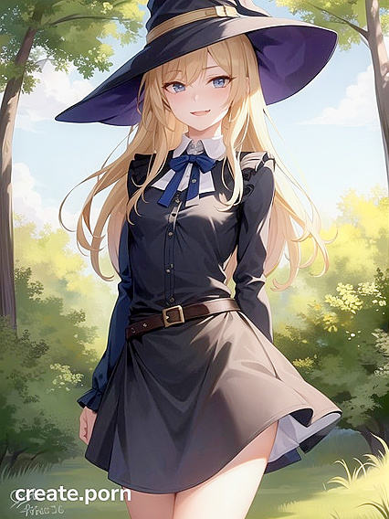 Blonde With Pale Skin Seduces in Mysterious Forest Hentai AI Image