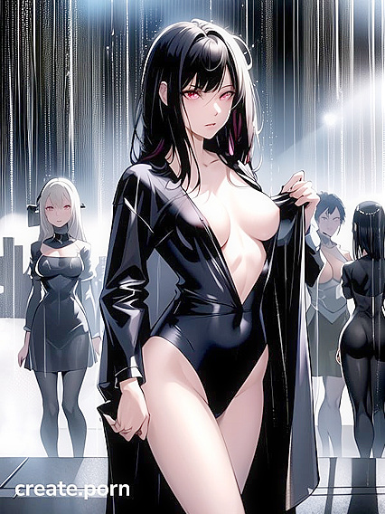 Sad Black-Haired Beauty in Elegant Dress for Intense Hentai Pleasure