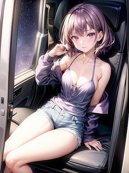 Off-Shoulder Seduction - Gazing at You with Tempting Cleavage in Hentai