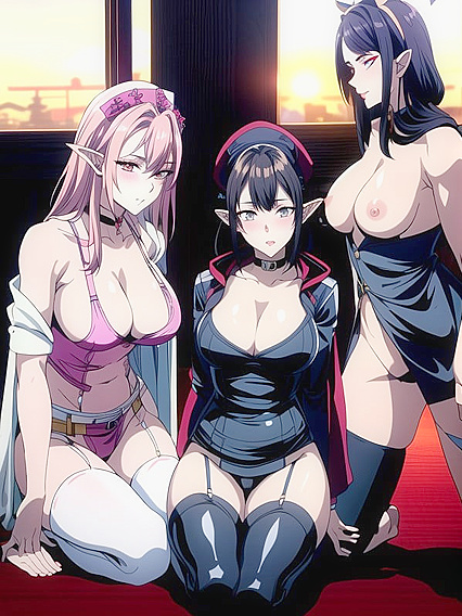 Samurai and Superhero Onesie Action in steaming Hentai AI Image