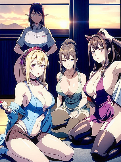 Cat Girl 18+ in Cotton Shorts and Skinny Jeans for Steamy Hentai AI Image