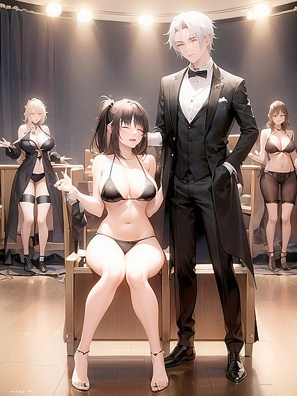 Two People in Tailcoats and Bikinis Explore Erotic hentai Pleasures