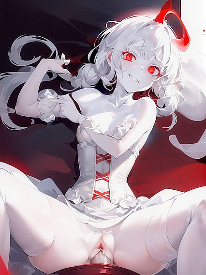 Chalk-white Beauty in Silk Dress with Animal Ears for Seductive Hentai Pleasure