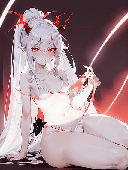Haunted Girl 18+ with Animal Ears and Small Breasts in Seductive Hentai AI Image