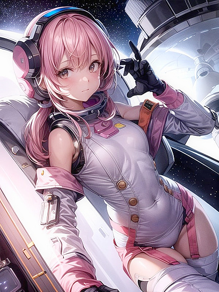 Astronaut in Skin-Tight Pink Uniform Explores Sci-Fi hentai Pleasures