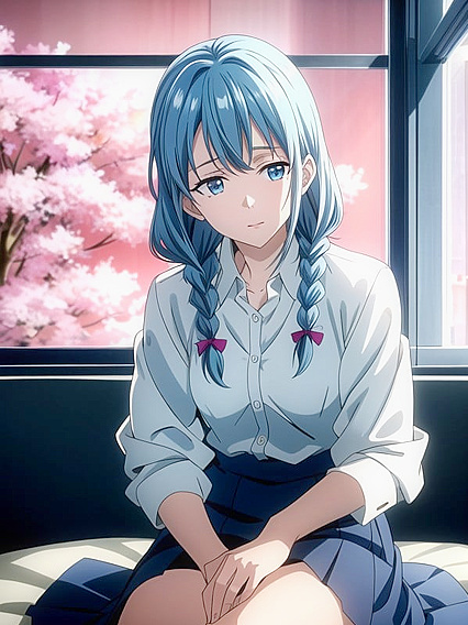 Blonde in Blue Office Shirt Seduces You in Steaming Hentai AI Image