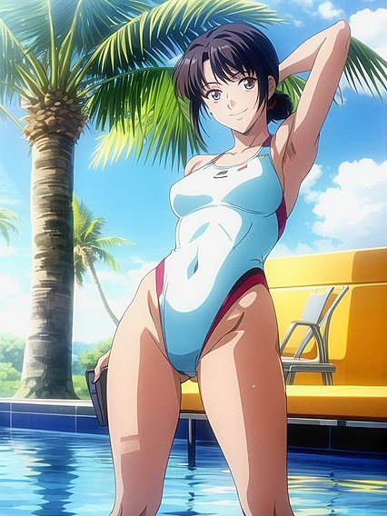 Sensual Afternoon by the Pool - Steamy S-Style Anime Hentai AI Image