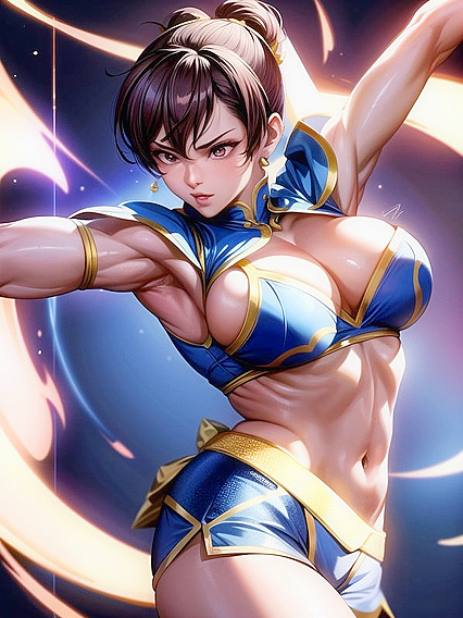 Chun Li from Street Fighter Wallpapered in Steamy Hentai AI Image