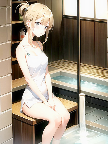 Showerhead and Bucket Action on Light Tile Floor with Plastic Stool Hentai Fun