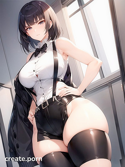 Makoto Niijima Showcases Her Gorgeous Figure and Tiny 18+ Waist in Tall Hentai AI Image