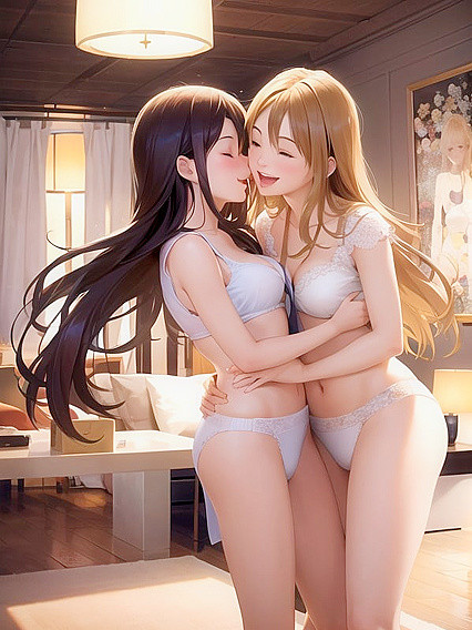Two Girl 18+s Enjoy a Happy, Playful Indoors Session in Comfortable Hentai Bliss