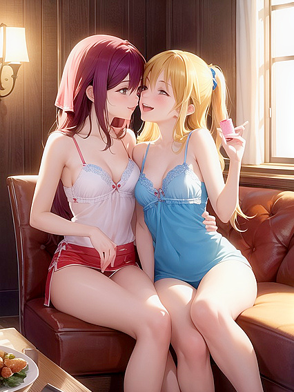 Professional Photography Captures Intimate Moments in a Cozy Indoors Hentai AI Image