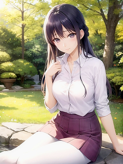 Lavender-Eyed Beauty in Tight Leggings for Ultra-Realistic Hentai Pleasure