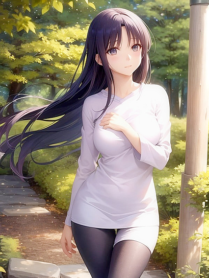 Calm Poses in Nature - Professional Photography Meets Seductive Hentai AI Image