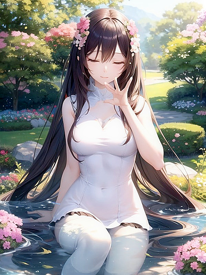 Realistic Anatomy Blossoms Amidst Floral Beauty in Artistic hentai AI Porn