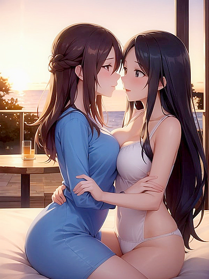 Gentle Kisses Under the Soft Sunset Skies in Romantic Outdoor hentai
