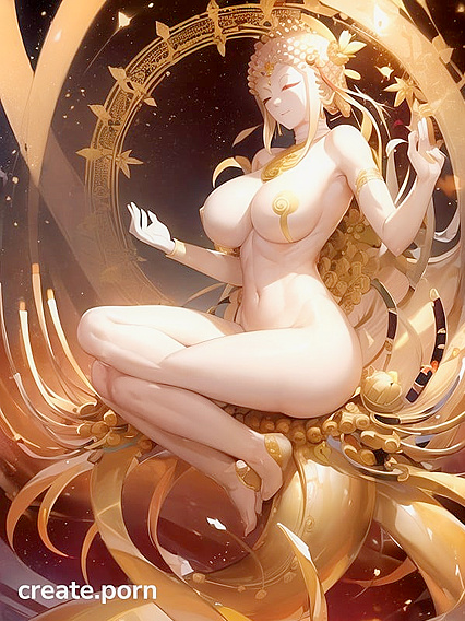 Blonde Beauty Meditates Amidst Radiant Light in Sensual Hentai Fantasy