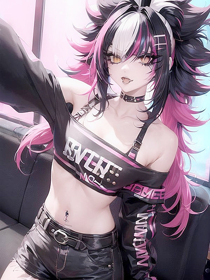 Emo Character Struggles with Intense Pleasure in Solo Hentai AI Image