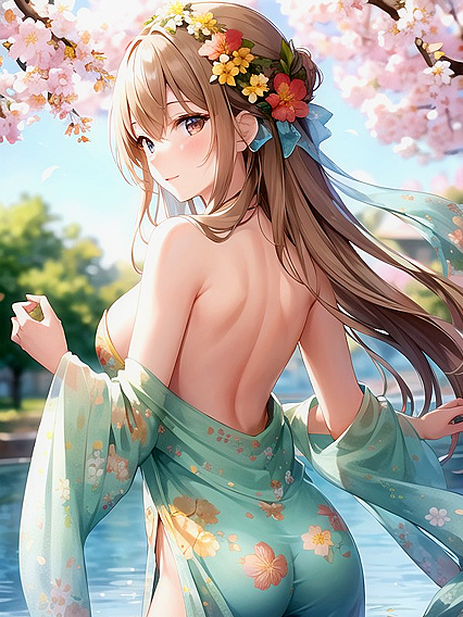 Spring Sprite Surrounded by Blooming Trees for HD Hentai Pleasure