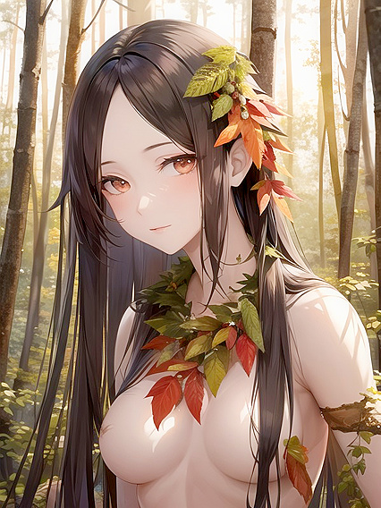 Forest Dawn hentai - Skin Like Bark and Leaves Gleam with Morning Dew Close-Up